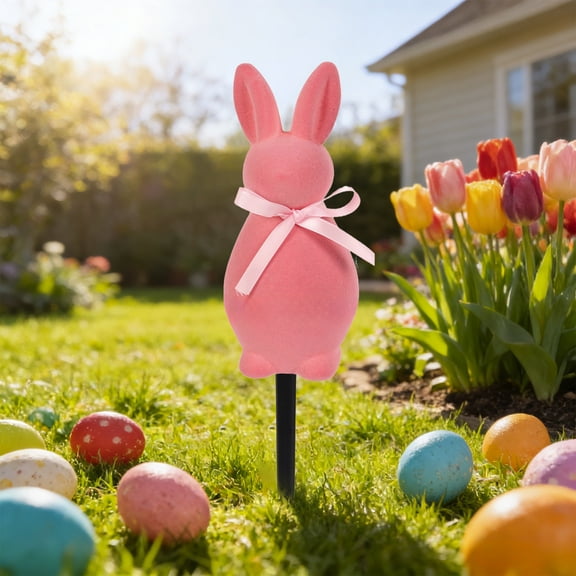 Easter Bunny Flocked Decorations Easter Bunny Garden Stakes And Bunny Themed Outdoor Decorations For Spring Suitable For Yards And Parties