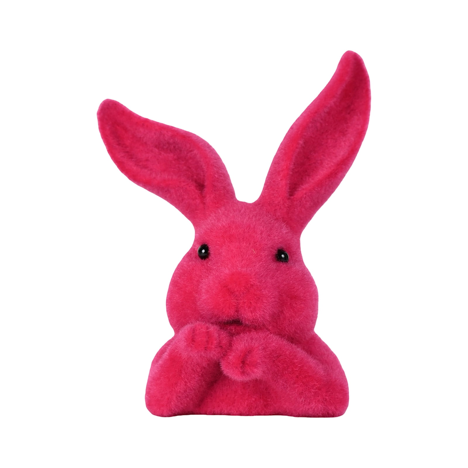 Easter Bunny Flocked Ornaments, Simulated Moss Figurines, Soft Velvet ...