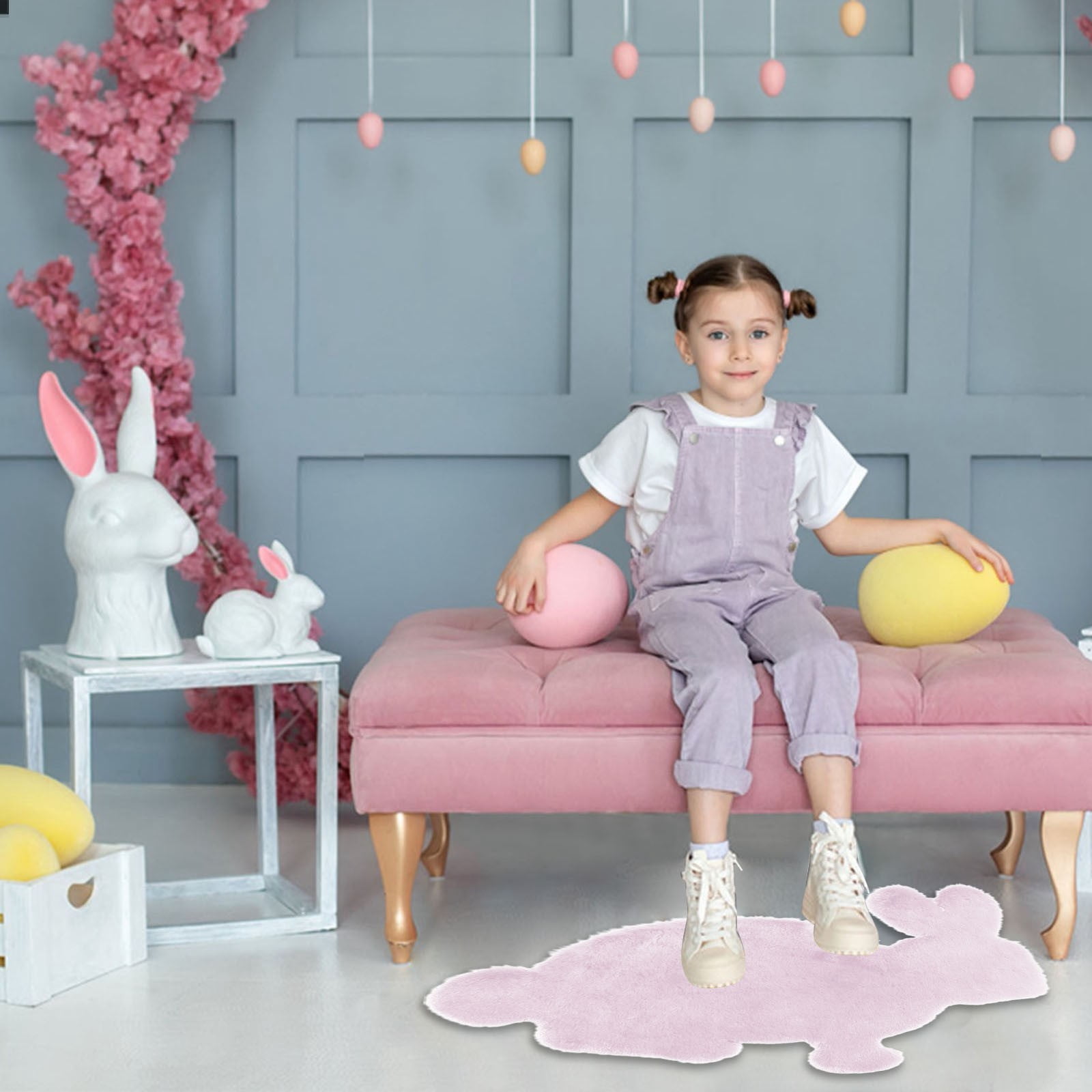 Easter Bunny Floor Mats,Cute Rabbit Shaped Plush Floor Rug Soft ...