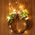 thumbnail image 1 of Easter Bunny Floral Egg Artificial Wicker Easter Wreath with LED Lights, Lighted Spring Wreath for Front Door, Table & Outdoor Hanging, Festive Glowing Easter Decor for Holiday, 15*10in, Brown, 1 of 5