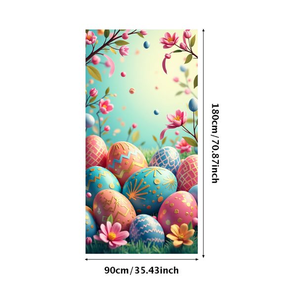 Easter Bunny Floral Egg Backdrop Decorative Photo Banner Spring Photography Props Celebrations Kid's Party Easter Decorations Event Decor