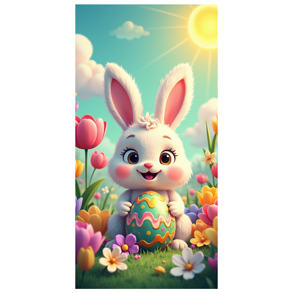 Easter Bunny Floral Egg Backdrop Decorative Photo Banner Spring Photography Props Celebrations Kid's Party Easter Decorations Event Decor