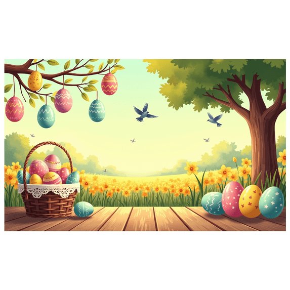 Easter Bunny Floral Egg Backdrop Decorative Photo Banner Spring Photography Props Celebrations Kid's Party Easter Decorations Event Decor
