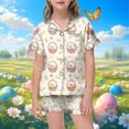 thumbnail image 1 of Easter Bunny Floral Print Kids Short Sleeve Pajama Set with Shorts for Boys and Girls Easter Outfits Baby Girl 6-7 Years, 1 of 3