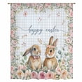 thumbnail image 1 of Easter Bunny Floral Sheer Curtains 72 Inches Long, Spring Flowers Checkered Watercolor Light Filering Curtains, Breathable Simi Curtain Privacy Drapes for Living Room Bedroom Window Treatment, 1 of 9