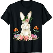 Easter Bunny Flower Headband Rabbit Easter Happy Easter T-Shirt