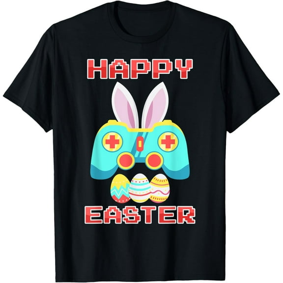 Easter Bunny Gamer Controller Funny Easter Day Men Boys T-Shirt men and women can wear, black, white, gifts