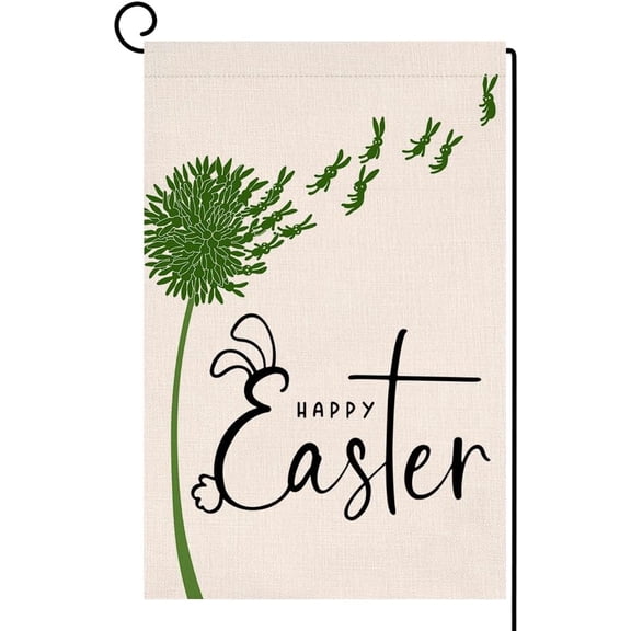 Easter Bunny Garden Flag 12x18 Vertical Double Sided Dandelion White Spring Farmhouse Holiday Outside Decorations Burlap Yard Flag BW786