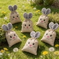 thumbnail image 1 of Easter Bunny Gift Bag Burlap Drawstring Pouch, Fluffy Ear Candy Treat Bag for Spring Party, Reusable Jute Goodie Bag for Egg Hunt, Cute Rabbit Favor Bag for Childs Birthday Holiday Decoration Set, 1 of 6