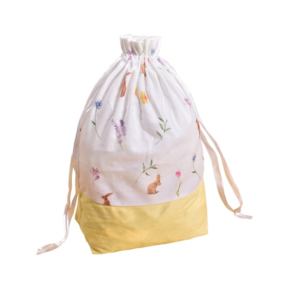 Easter Bunny Gift Bag with Drawstring, Easter Burlap Drawstring Bags Bunny Linen Goody Gift Bags Easter Bags Burlap Easter Bunny Bags for Spring Easter 7x12 inch