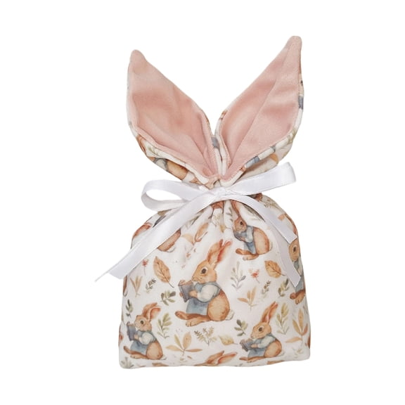 Easter Bunny Gift Bags Birthday Decoration Reusable Flannel Bunny Gift Treat Bags with Drawstring Cute Candy Goodie Floral Rabbit Party Favors Supplies for Easter Wedding Tea Party