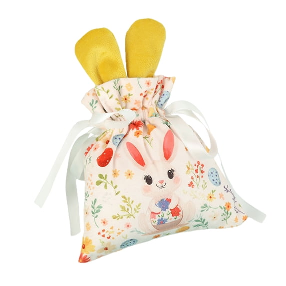 Easter Bunny Gift Bags âEaster Treat Bags Bunny Goodie Bags Reusable Drawstring Treat Bags with 3D Bunny Ears for Bunny lovers or Easter Presents,Kids Easter Party, Egg & Classroom Favors