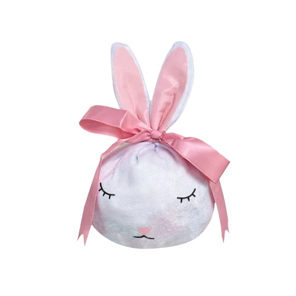 Easter Bunny Gift Bags, Non Woven Treat Bags for Kids, Spring Party Favors Goodie Bags, Reusable Candy Bags with Handles for Egg Hunt, 10.2x6.3 Inches