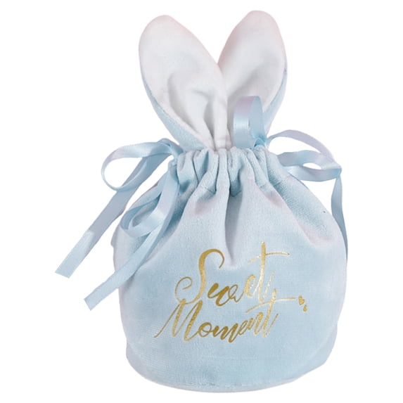 Easter Bunny Gift Bags,Rabbit Ear Velvet Bags with Drawstrings,Reusable Rabbit Drawstring Treat Bag ,6.7 Inch Bunny Gift Pouches Party Favors for Basket Party Supplies Candy Treat Jewelry(Blue2)