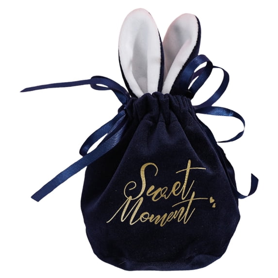 Easter Bunny Gift Bags,Rabbit Ear Velvet Bags with Drawstrings,Reusable Rabbit Drawstring Treat Bag ,6.7 Inch Bunny Gift Pouches Party Favors for Basket Party Supplies Candy Treat Jewelry(Blue1)