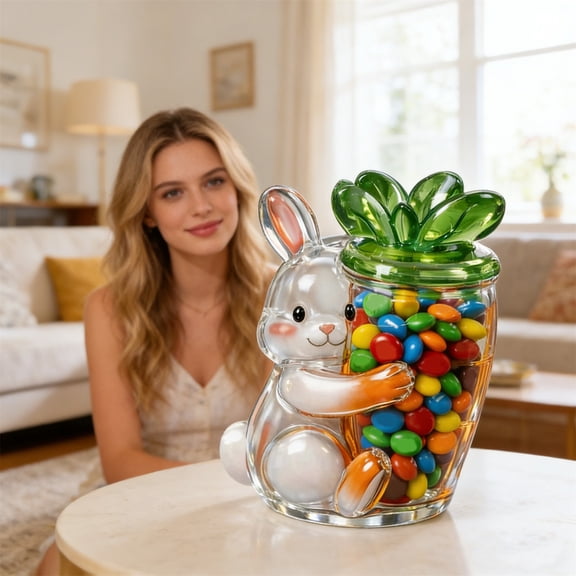 Easter Bunny Glass Storage Jars,Easter Bunny Colorful Eggs Chicks Gift Candy Jar Easter Egg Glass Storage Jar Gift Box,Easter Basket