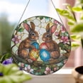 thumbnail image 1 of Easter Bunny Glass Suncatcher, Easter Eggs Window Hanging, Rabbit Decor, 6.3 in, 1 of 3