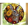 thumbnail image 1 of Easter Bunny Glass Suncatcher, Rabbit Window Hanging Decor, Floral Spring Sun Catcher Ornament, Easter Basket Gift, 6.3 in, 1 of 3