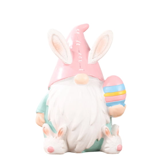Easter Bunny Gnome Figurines 5.12'' – Hand-Painted Resin Spring Decor, Mini Bunny Gnomes with Pastel Colors for Tiered Tray, Tabletop, Shelf & Easter Decorations