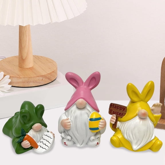 Easter Bunny Gnome Resin Figurines Set, 6-Piece "See No Evil" Decor for Spring Home & Party Decor
