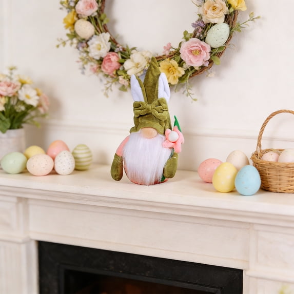 Easter Bunny Gnome Spring Gift, 9 Inch Easter Gnome Decoration for Home Centerpiece, Swedish Tomte Elf Plush, Cute Faceless Dwarf Ornament