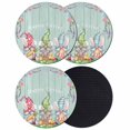 thumbnail image 1 of Easter Bunny Gnomes Coasters Set of 4, Absorbent Coasters for Drinks, Spring Easter Eggs Floral Teal Wood Coaster for Desk Coffee Table Protection, Home Decor House Warming Gifts 4", 1 of 8
