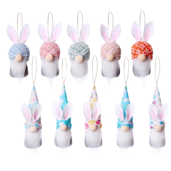 Easter Bunny Gnomes Set of 10, Handmade Easter Tree Ornaments, Hanging Bunny Gnomes for Easter Decorations