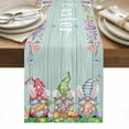 thumbnail image 1 of Easter Bunny Gnomes Table Runner - 120 Inch Long, Kitchen Dining Table Runner Dresser Scarves, Spring Easter Eggs Floral Teal Wood Farmhouse Decor for Coffee Tables Wedding Party Banquet, 1 of 8