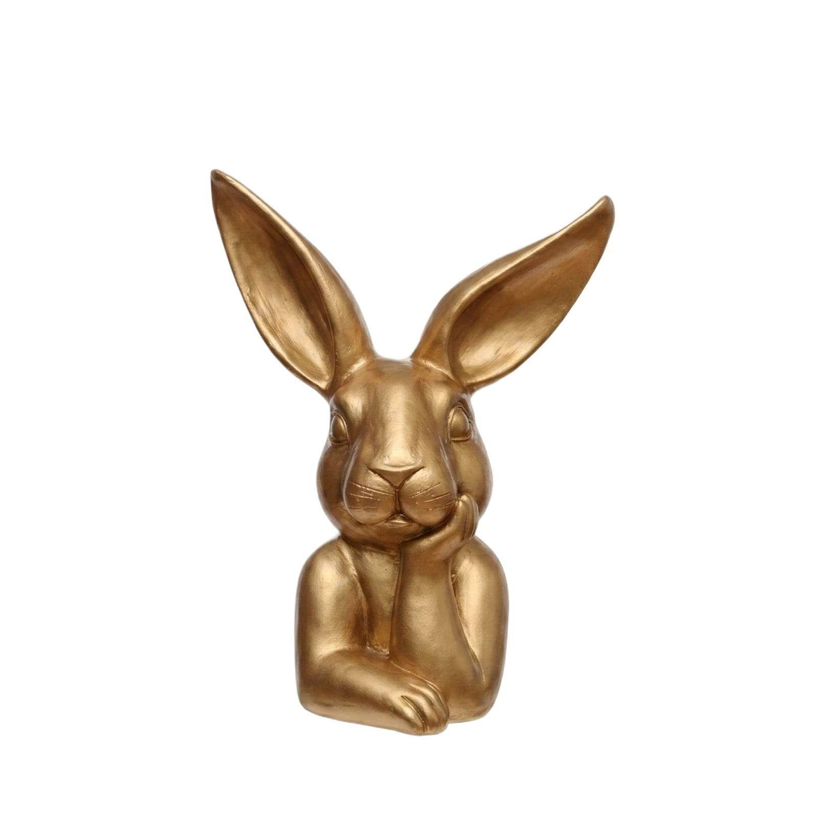 Easter Bunny Gold Decor 7.87in, Hand Resting on Chin Vintage Resin ...