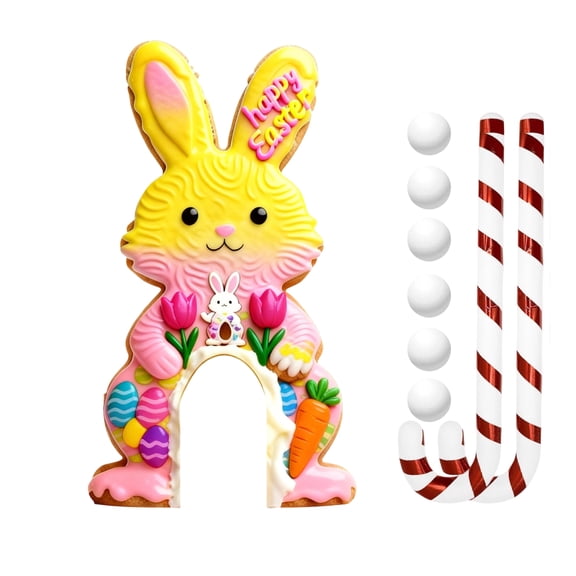 Easter Bunny Golf Game Set Rabbit Toys, 6 Arches 2 Clubs 6 Balls Interactive Kids Toy, Indoor Outdoor Lawn Easter Decorations, Parent-Child Family Party Spring Yard Sports Game Prop