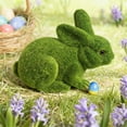 thumbnail image 1 of Easter Bunny Green Flocking Moss Sculpture Easter Flocked Rabbits Figurine for Desktop Decorations and Festive Party Atmospheres, 1 of 6
