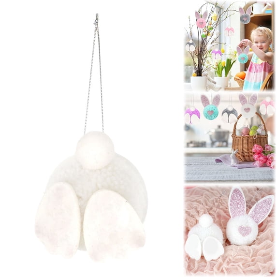 Easter Bunny Hanging Ornaments Plush Bunny Butt & Ears Easter Tree Ornaments Spring Decor Easter Basket Tree Decor Party Favors Supplies Home Decoration(A)