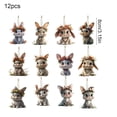 thumbnail image 1 of Easter Bunny Hanging Ornaments – Set of 12 Wooden Cartoon Rabbit Pendants with Loops – Multicolor Spring Decorations for Tree, Door, Wall, Table Centerpieces and Easter Party Decor, 1 of 5