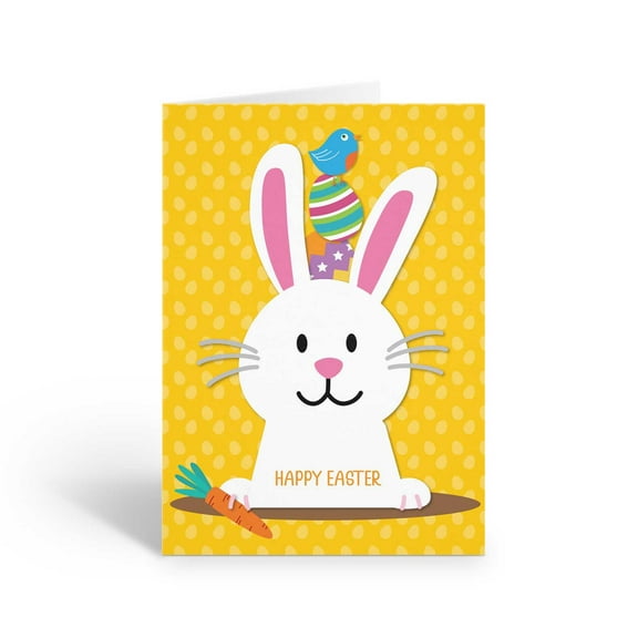 Easter Bunny Happy Easter Day Cards - 12 Easter Day Cards & Envelopes - B18074