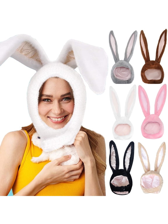Easter Bunny Hat Ear Funny Plush Hood Women Costume Rabbit Hat Cosplay Halloween Party Holiday Hat