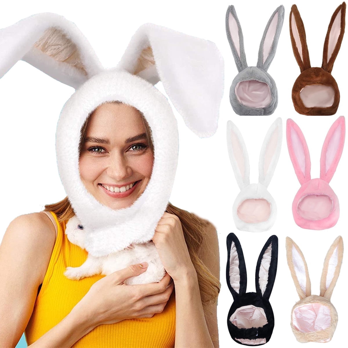 Easter Bunny Hat Ear Funny Plush Hood Women Costume Rabbit 
