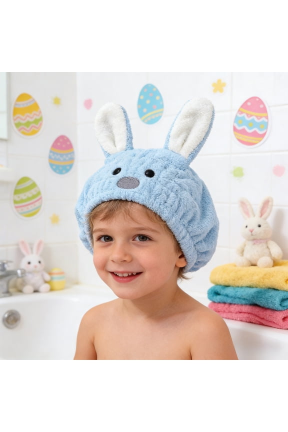 Easter Bunny Hat Plush White Blue Pink Ear Cozy Warm Soft Comfortable Lovely Easter Bunny Shower Cap for Boys Party Headwear Accessory
