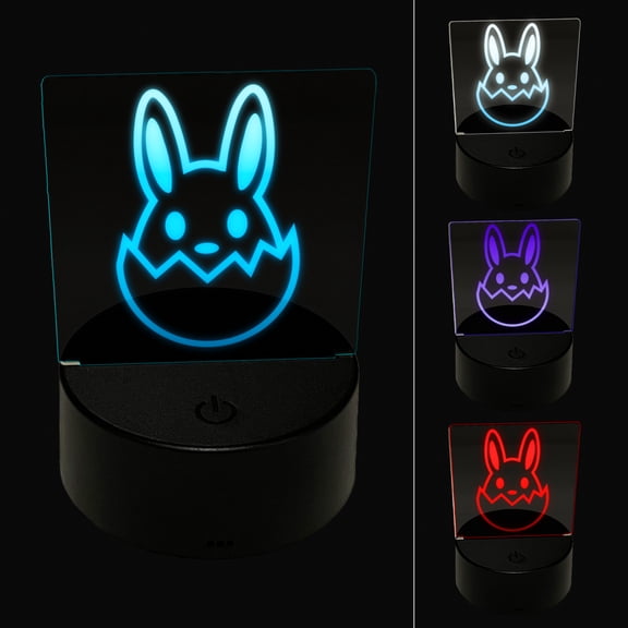 Easter Bunny Hatching Egg Shell LED Night Light Sign 3D Illusion Desk Nightstand Lamp