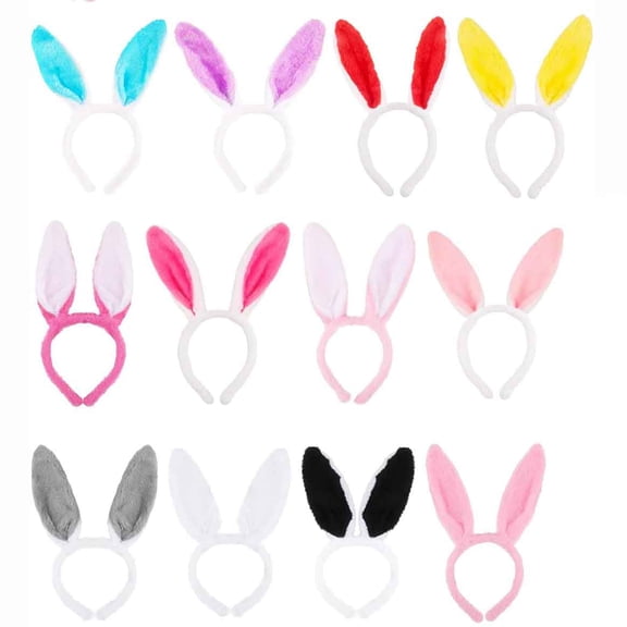 Easter Bunny Headband Colorful Plush Rabbit Ears Headband for Easter Cosplay Birthday Party Supplies