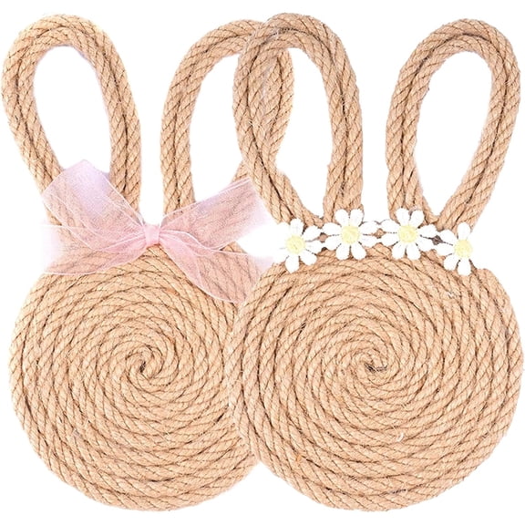 Easter Bunny Heat Resistant Woven Rope Coaster Set, Non-Slip Heat Resistant Easter Bunny Rope Rabbit Coasters