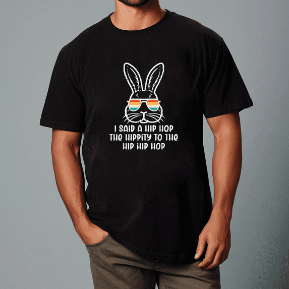 Easter Bunny Hip Hop Hippity Retro Men Boys Kids Teens Youth Unisex T-Shirt, up to Size 5XL