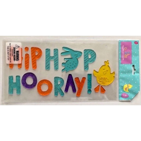Easter Bunny Hip Hop Hooray Window Gel Sticker Cling Decorations Chick