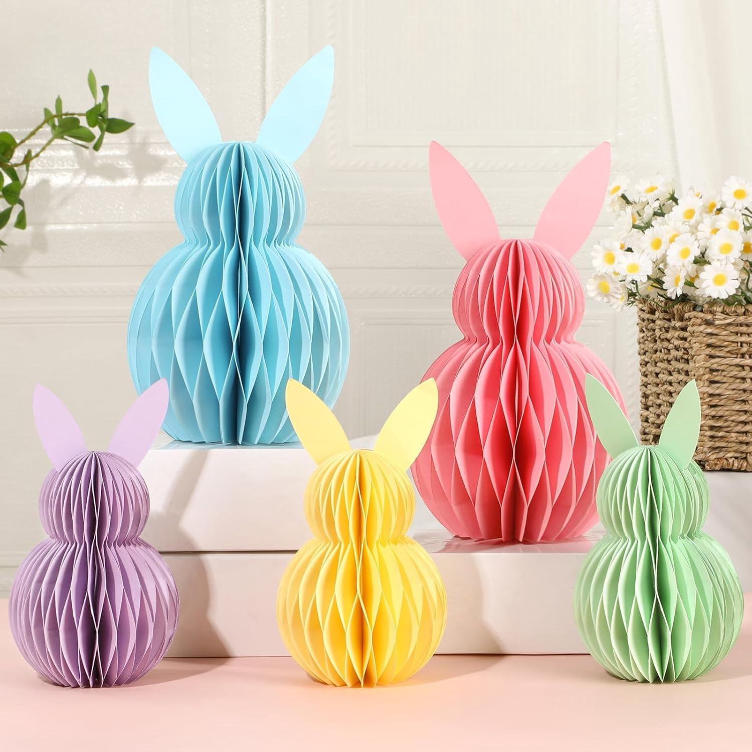 Easter Bunny Honeycomb Centerpieces 3D Paper Rabbit Decorations With ...