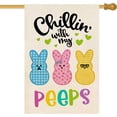 thumbnail image 1 of Easter Bunny House Flag Double Sided Chillin with My Peeps Buffalo Plaid Cute Rabbit Burlap House Flags for Spring Holiday Yard Outdoor Outside Decoration 28x40 Inch(Large)), 1 of 5