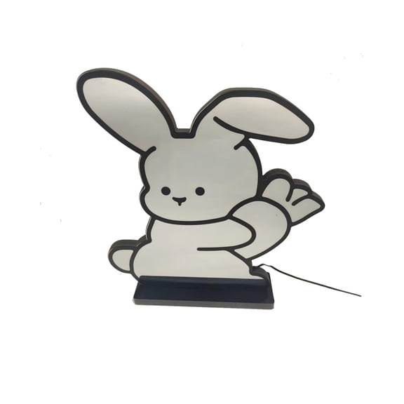 Easter Bunny Infinity Mirror Table Lamp, LED Color Changing Ambient Light with Acrylic Panel, USB Powered Decorative Night Light for Bedroom Desk Living Room