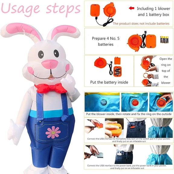 Bunny Inflatable Costume - Fun inflatable costumes for Halloween, parties, and role-playing inflatable party cosplay costumes