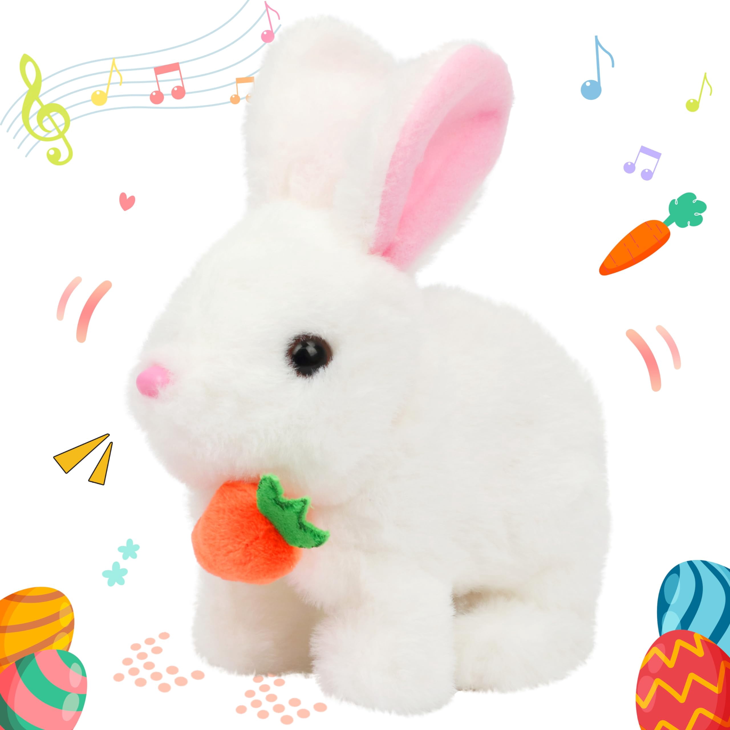 Easter Bunny Interactive Plush Toy, Electronic Hopping Rabbit Pet with ...