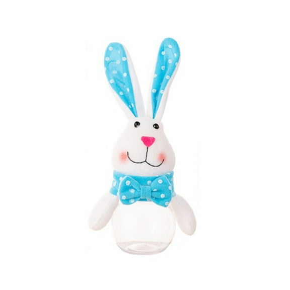 Easter Bunny Jar with Bunny Ear Lids Easter Decorations Easter Mini Jar Easter Sweet Candy Jars Easter Plastic Jars for Kids Rabbit Box Clear Cookies Biscuit Food Containers