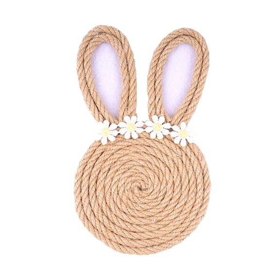 Easter Bunny Jute Rope Coaster Handmade White Lace 1 Piece Set