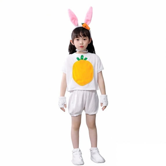 Easter Bunny Kids Short Sleeve Top Shorts and Hats Set Dress up Performance Stage Outfit Boys Size 6-7 Years Clothes